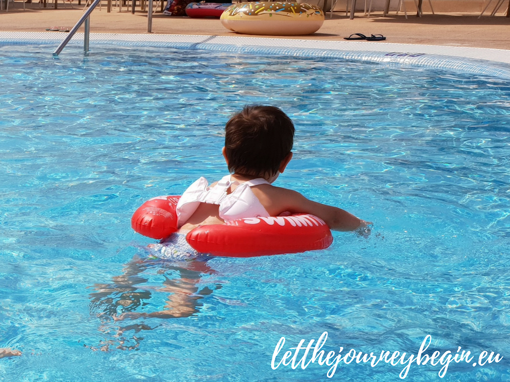 Swimming in the hotel pool